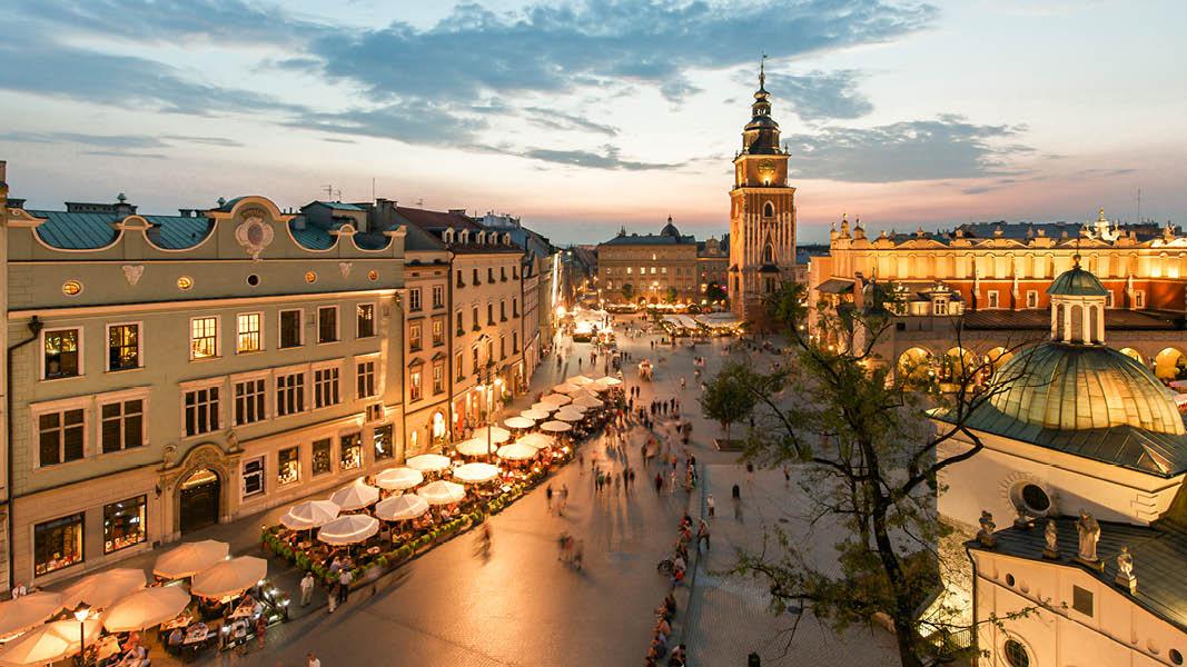 Krakow oppe fra, polen, nytrsrejse til Krakow